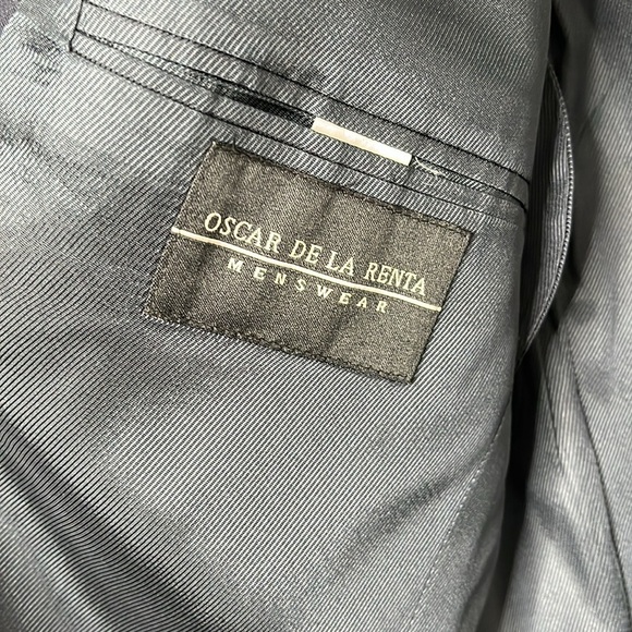 Oscar de la Renta Navy Wool 2 Button Sportscoat Blazer Men Size 40 Long BLEMISH - Picture 5 of 6